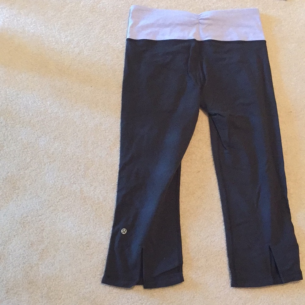Dark Grey with lavender top crops Lululemon